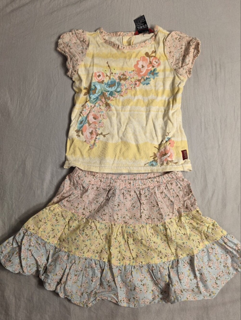 Vtg Y2K Guess Girls Pastel Floral Matching Set Skirt / Top